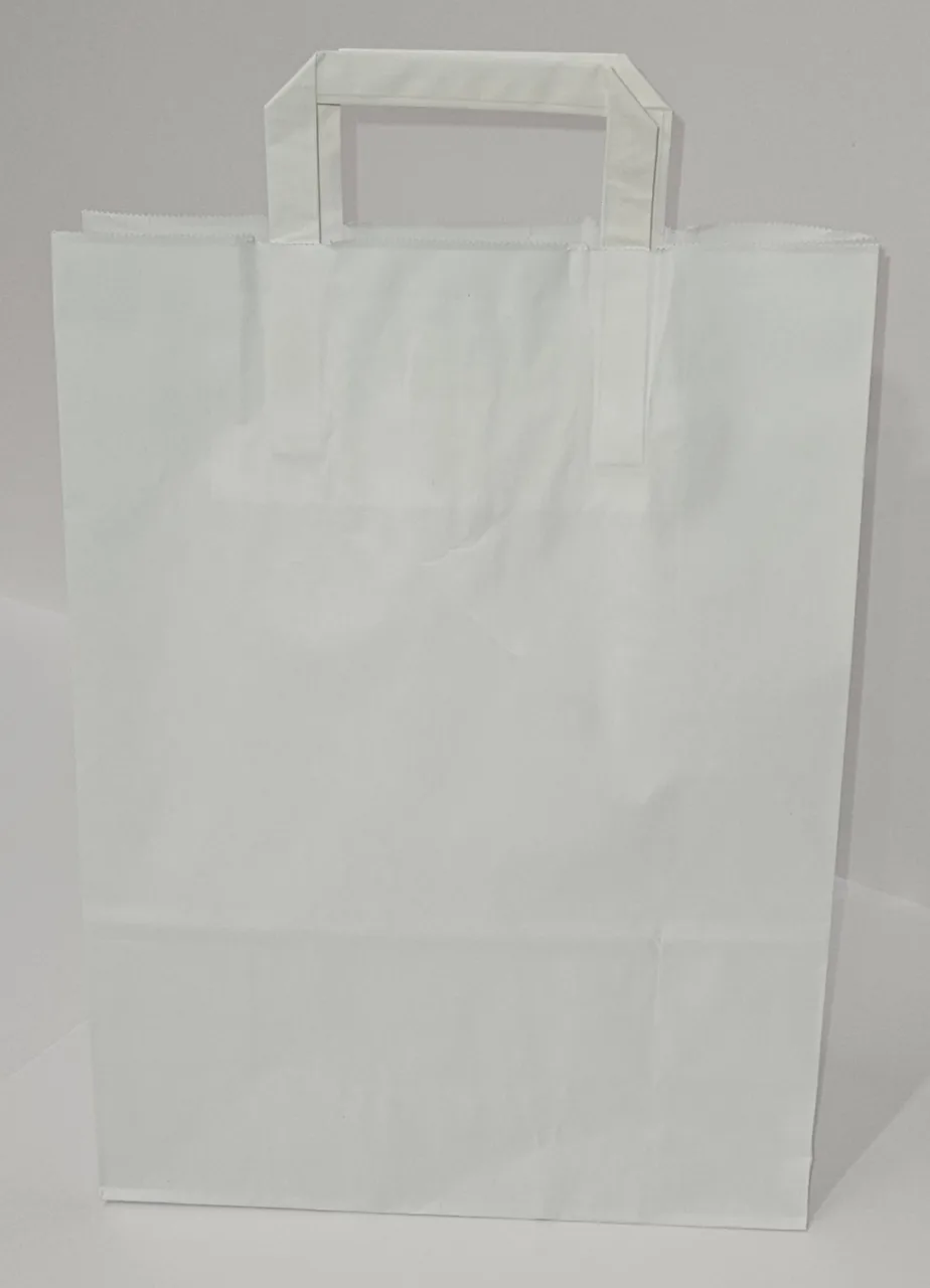 Shopper in carta bianca con manici piatti — neutro
