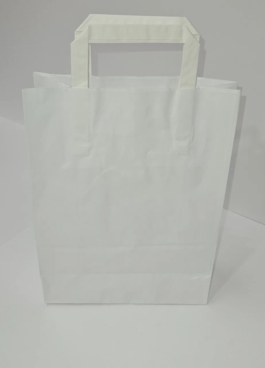 Shopper in carta bianca con manici piatti — neutro