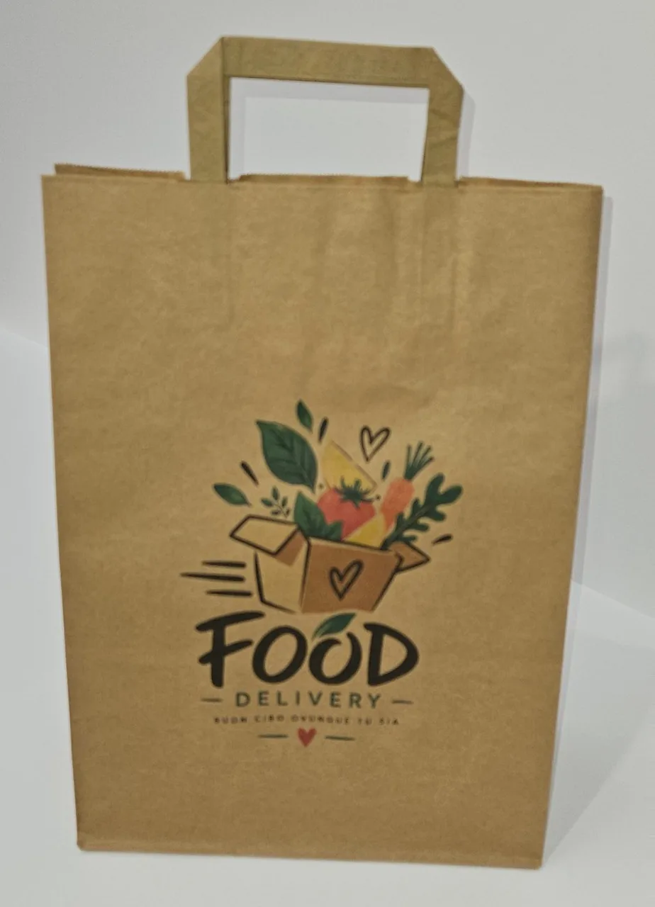 Shopper in carta kraft con manici piatti — stampato