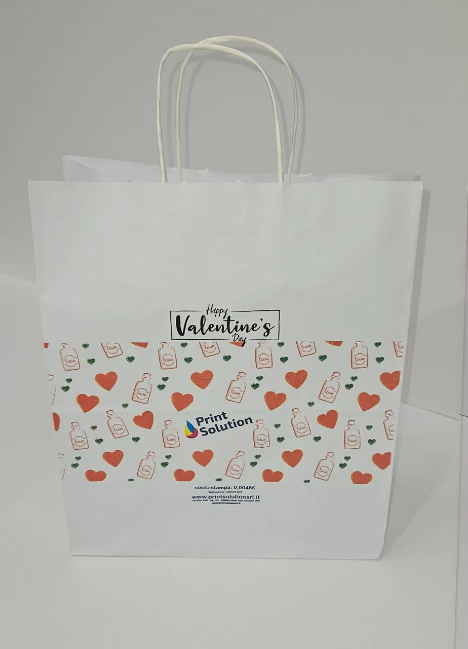 Shopper in carta bianca con manici ritorti — stampato